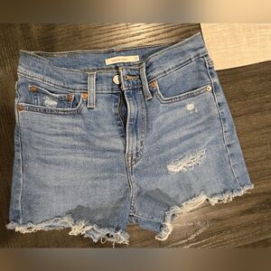 Levi's Light Blue Distressed Denim Cutoff Shorts